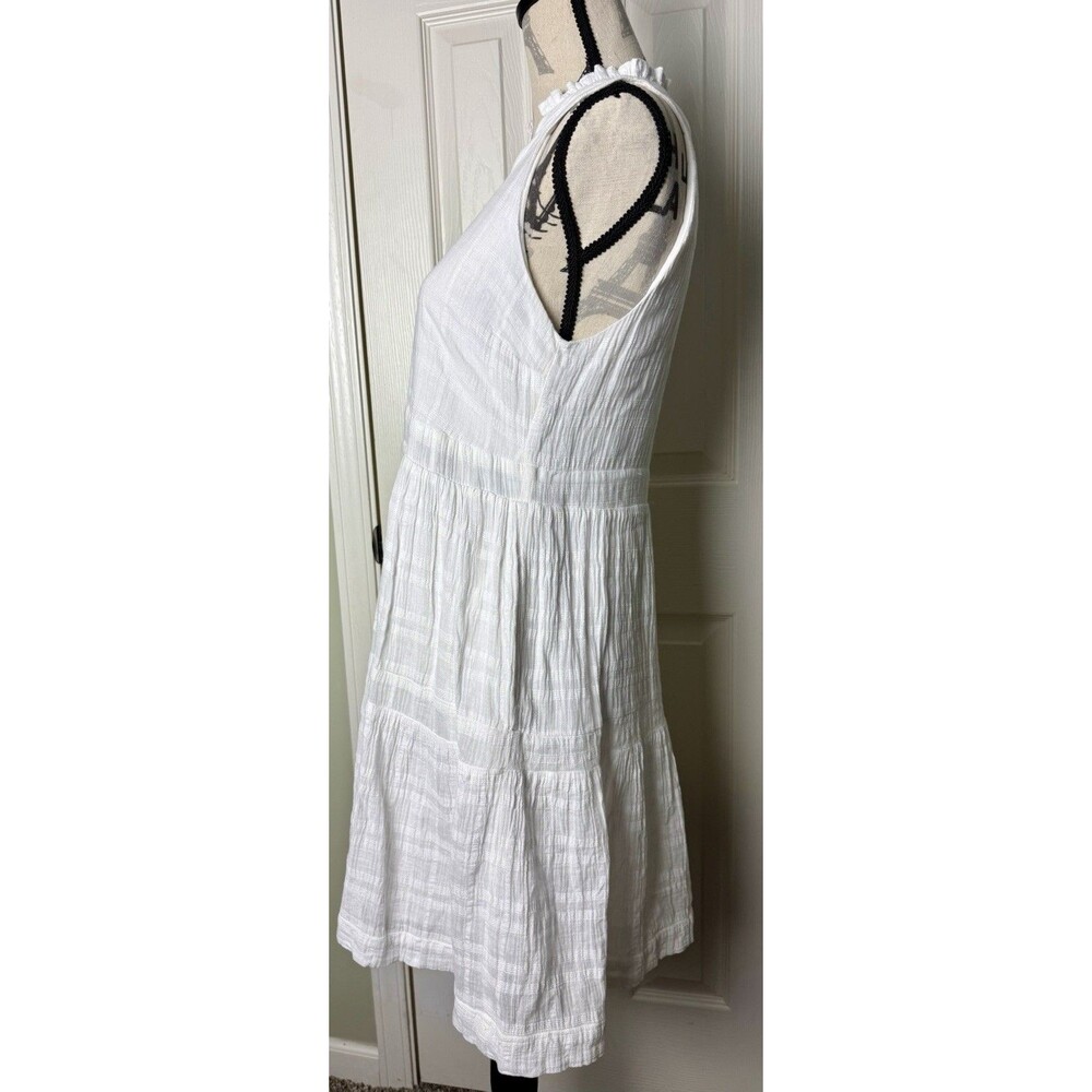 Gibsonlook White Sleeveless Ruffle Split Neck Knee Sundress Women Size S - Picture 6 of 7